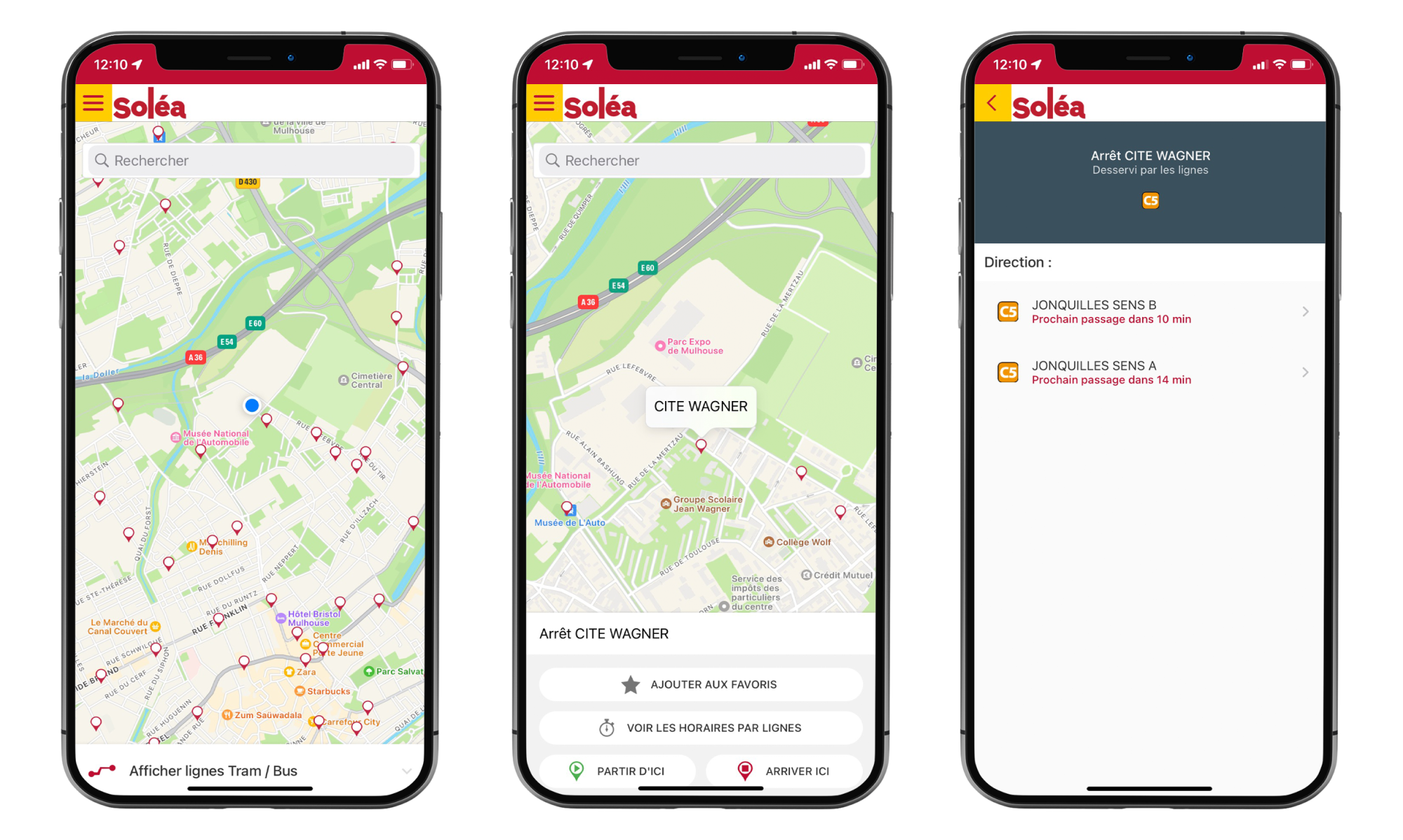 Identification des arrêts à proximité de votre position avec l'application Soléa