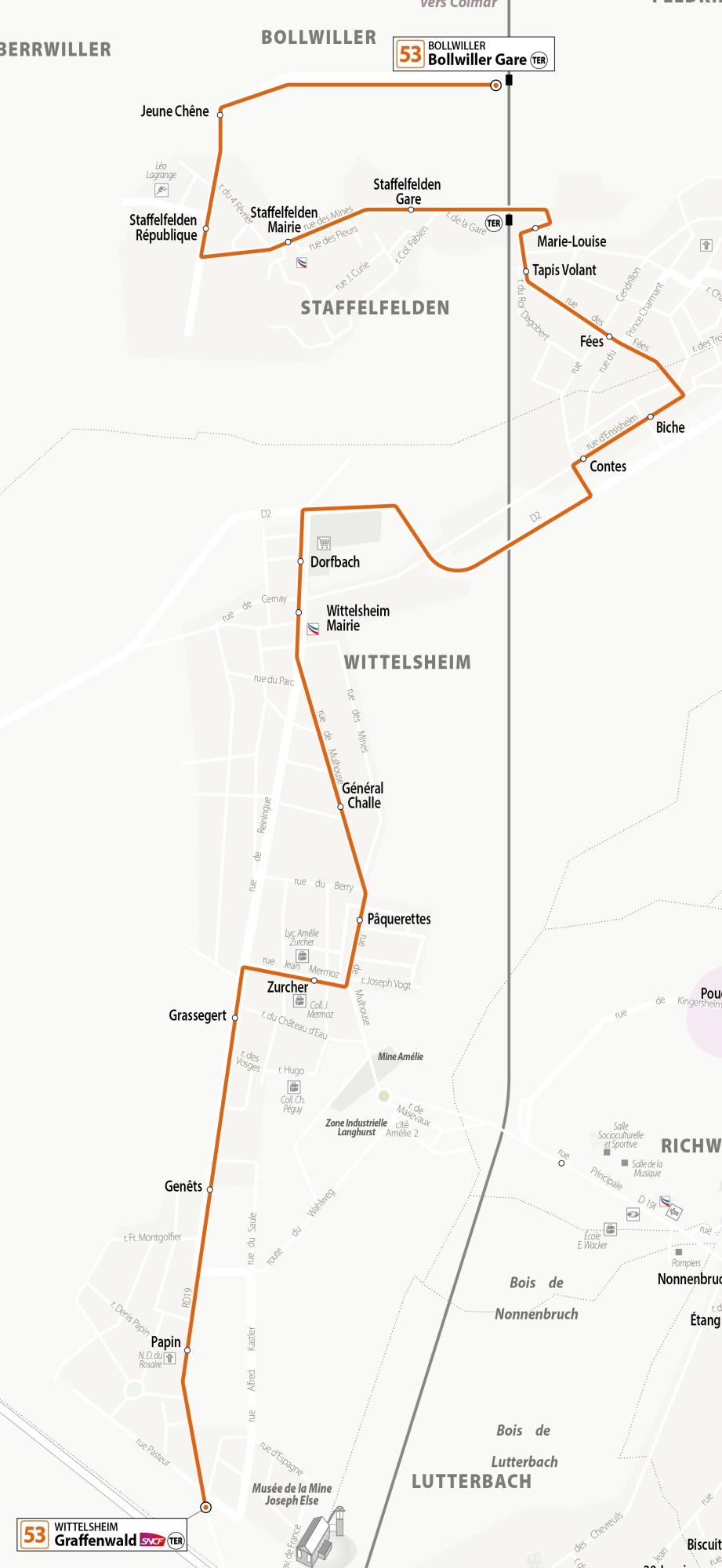 Plan de la ligne 53E