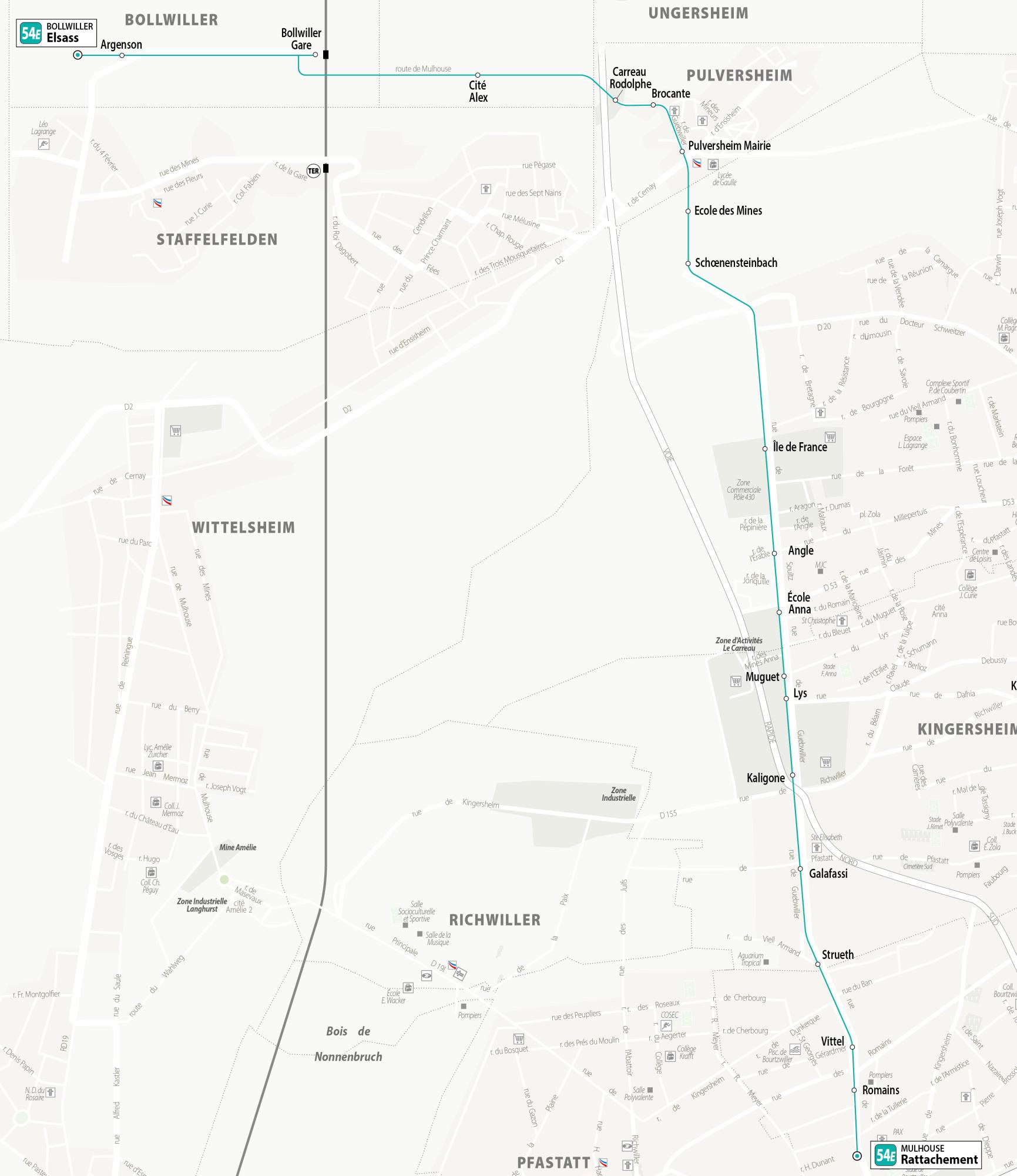 Plan de la ligne 54E