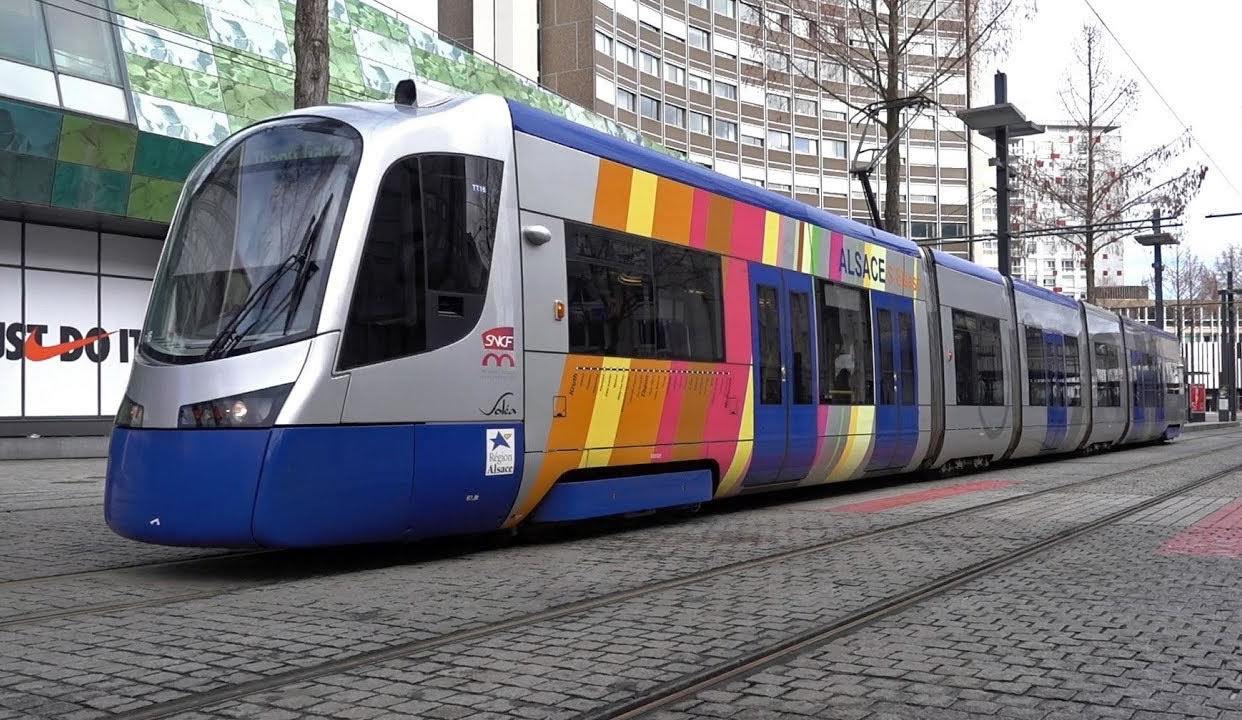 Le tram-train au centre-ville de Mulhouse